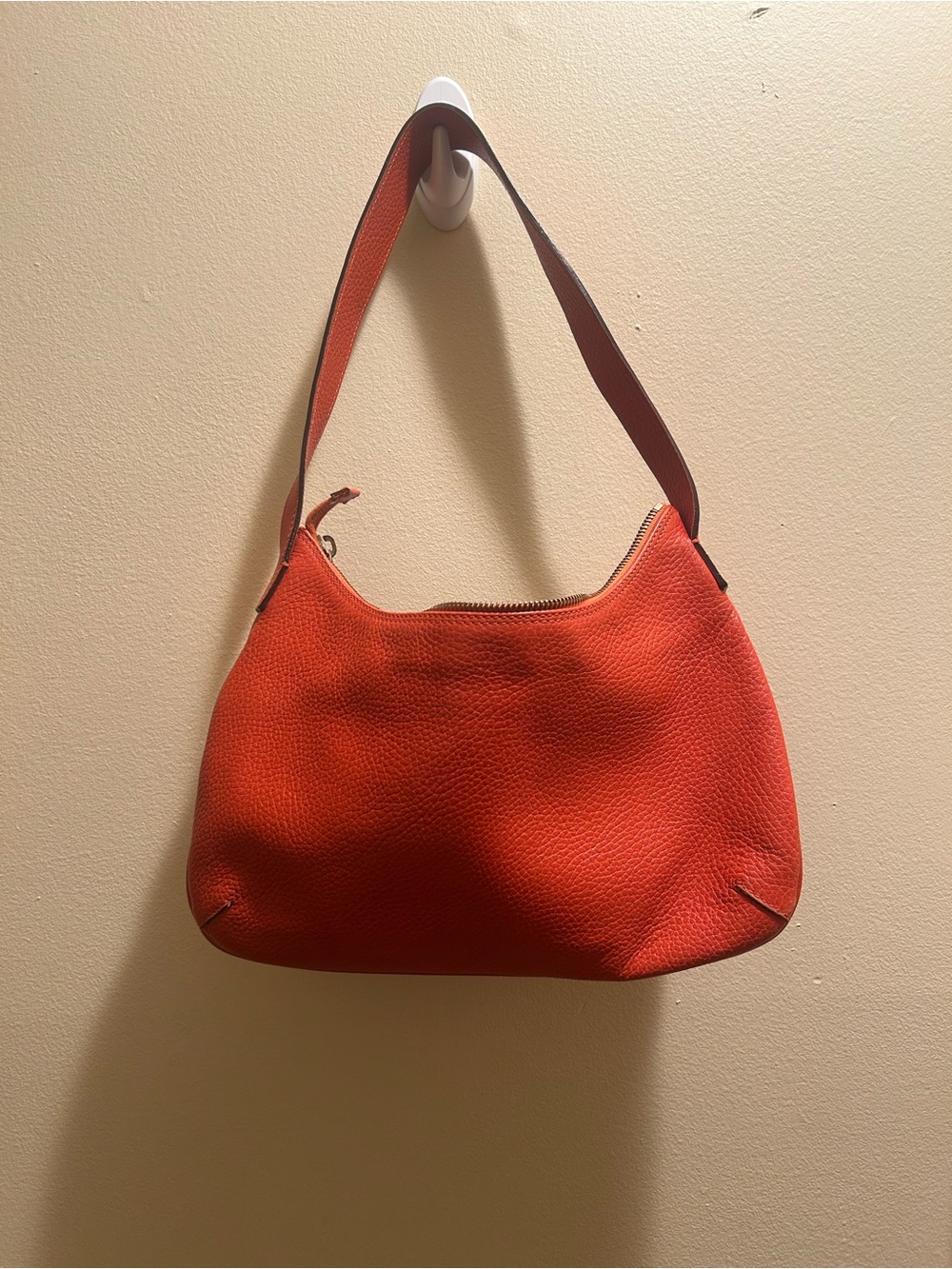 Burberry Bright Orange Pebbled Leather Double-Pocket Shoulder Bag - Picture 4 of 4